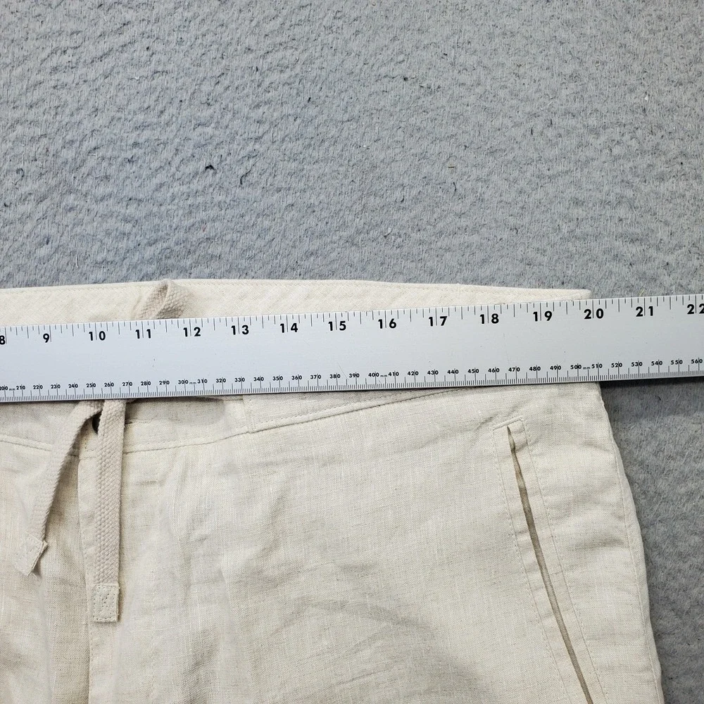Tasso Elba Island Trouser Pants Mens 38x30 Tan Linen Straight Leg Drawstring